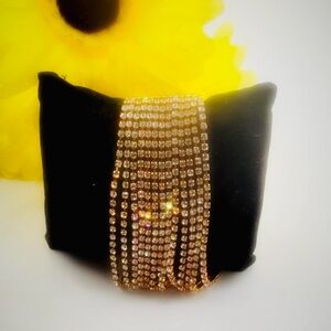 Gorgeous Rhinestone Bracelet 13 rows of Rhinestones 6” Secure Clasp New
